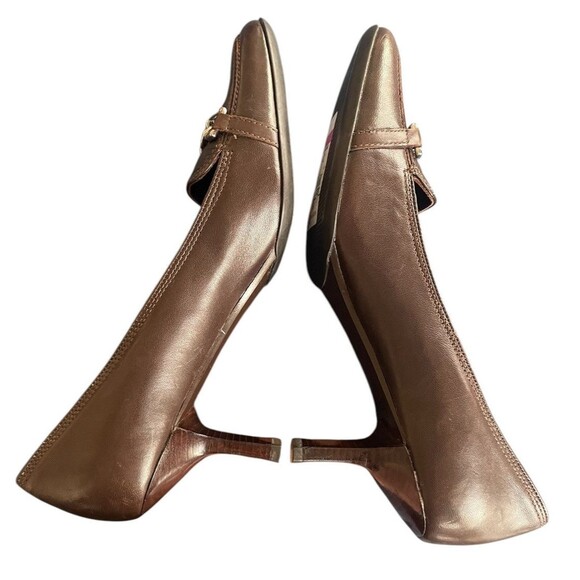 Cole Haan Brown Leather square Toe Slip-On closed toe Pump Womens Heels Size 8B - Picture 4 of 11